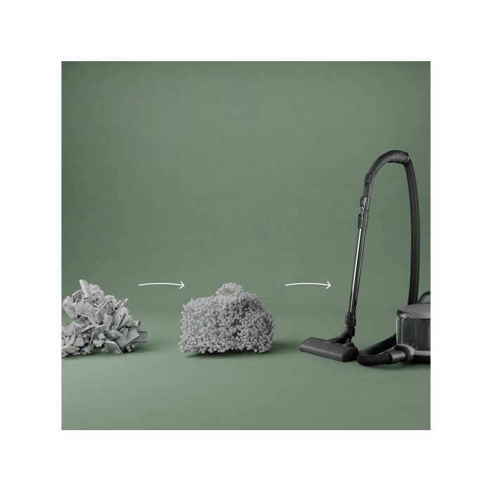 Vacuum cleaner and main nozzle made with up to 50% recycled plastic for a more sustainable choice.