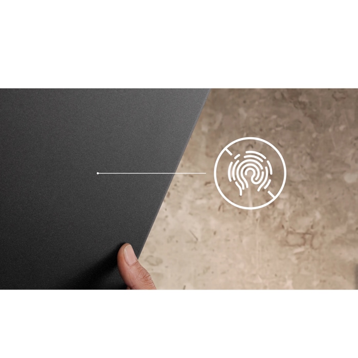 Elegant, textural-looking matt black design resists fingerprints