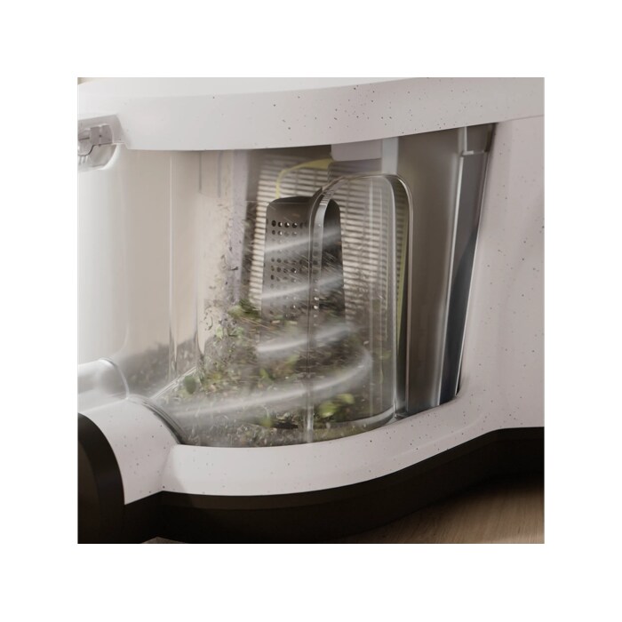Vacuum cleaner with cyclone separator for efficient cleaning with less frequent bin emptying.*Based on internal test according to IEC 62885-2 edition 2.0.5.1.5, 10 & 5.12