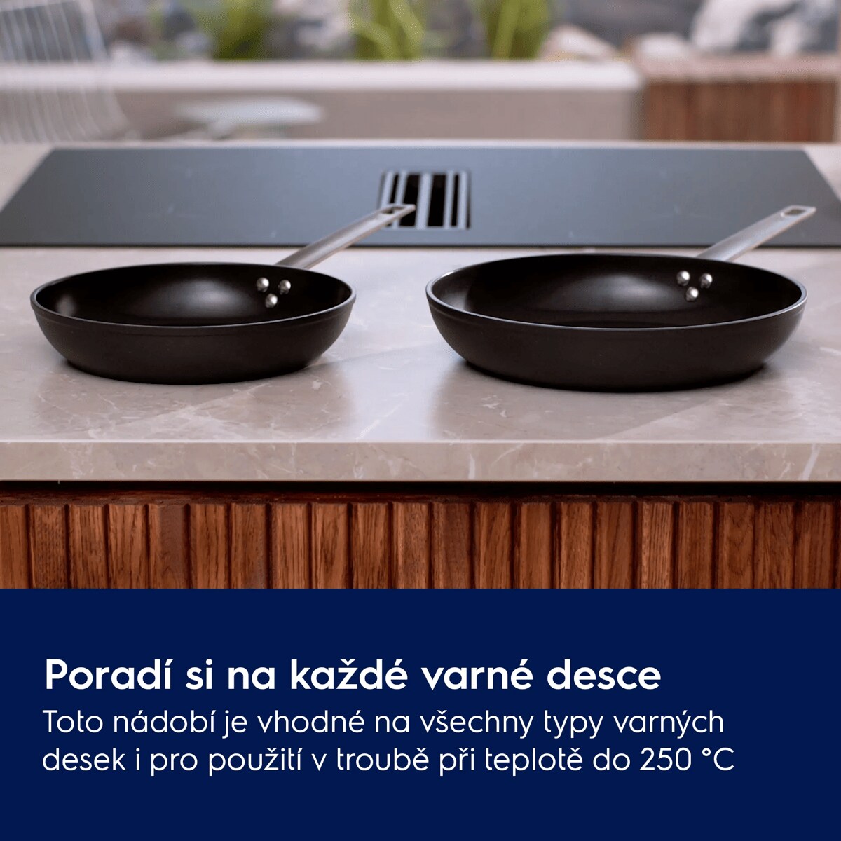 Poradí si s teplem na každé varné desce Toto nádobí je vhodné na všechny typy varných desek i pro použití v troubě při teplotě do 250 °C