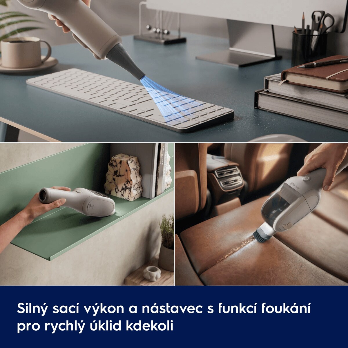 Silný sací výkon a nástavec s funkcí foukání pro rychlý úklid kdekoli