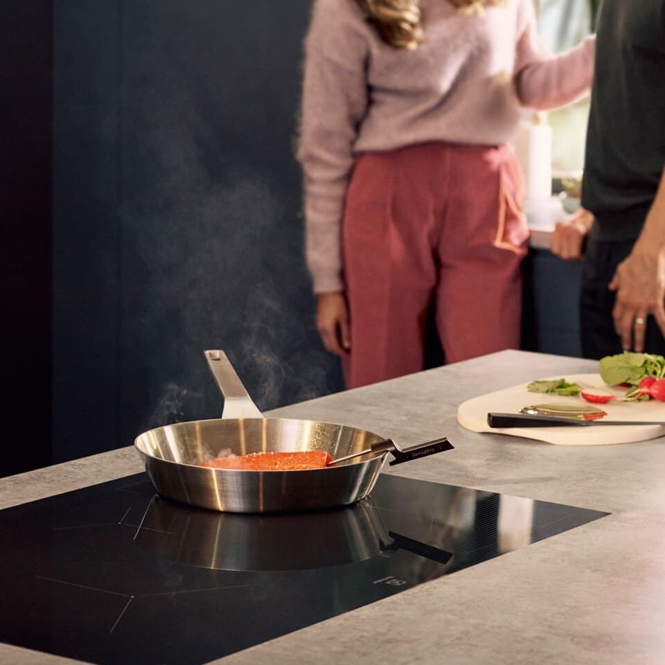 Frying pan on stove Frying pan on stove