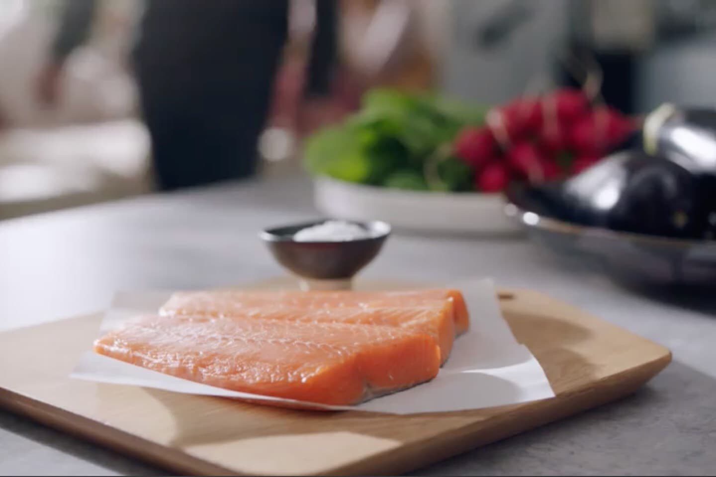 Salmon in pan Salmon in pan