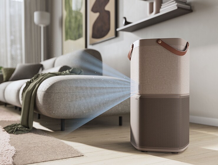 Čistička vzduchu v obývacím pokoji.