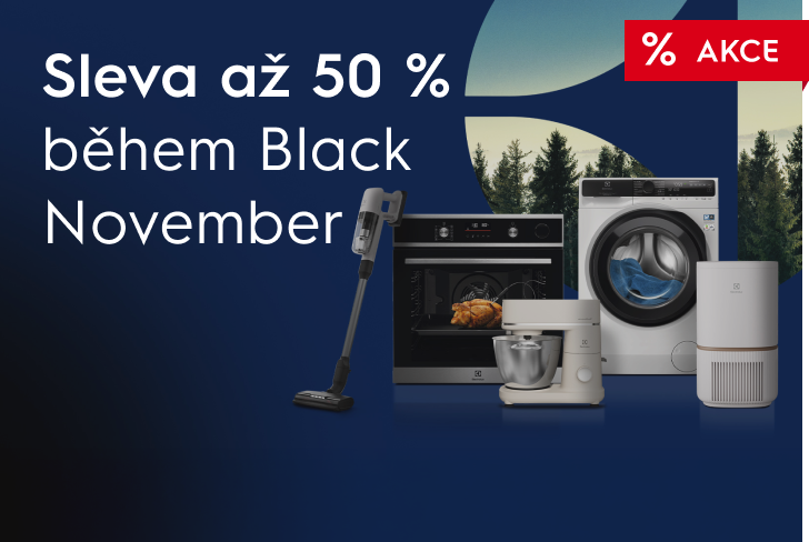 Spotřebiče Electrolux na tmavém pozadí